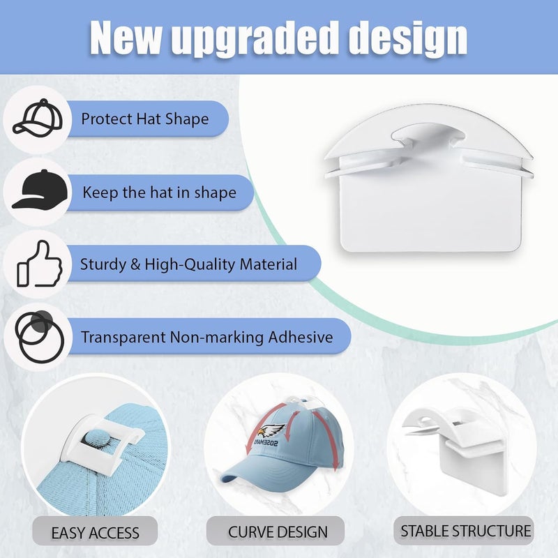 BRATEAYA Baseball Hat Holder for Wall (White-10) - Image 3